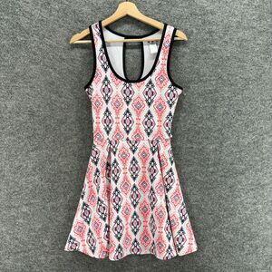 Three Pink Heart Dress Women S Small White Geometric Sheath Midi Sleeveless